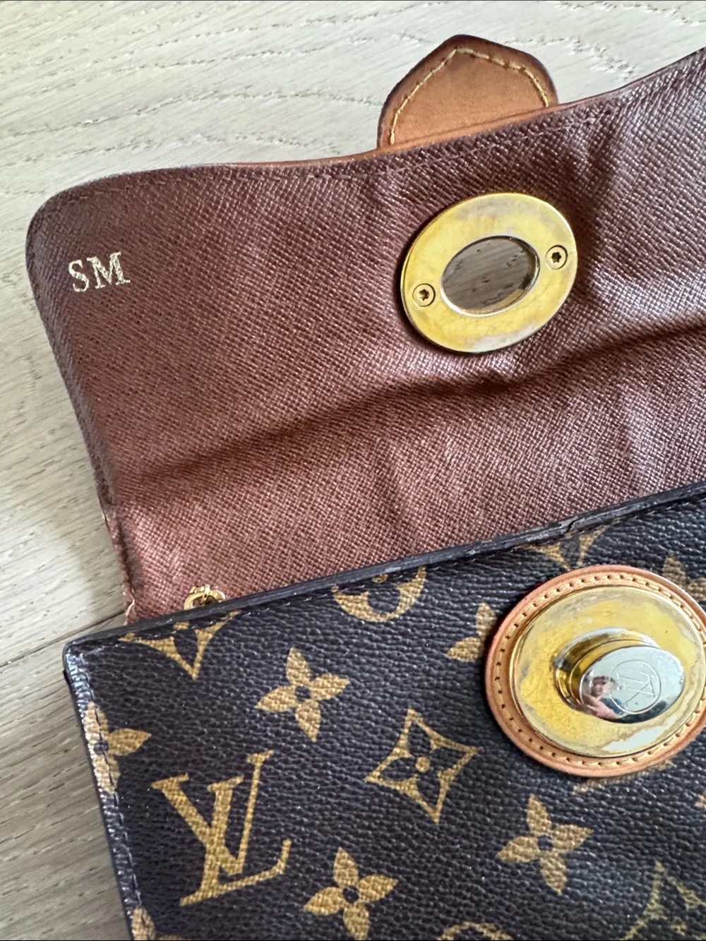 Louis Vuitton Monogram Continental Wallet with Gold-Tone Turn Lock